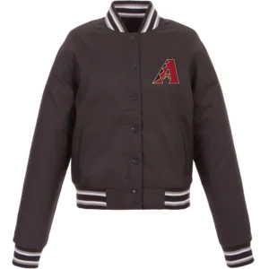Arizona Diamondbacks Poly Twill Full-Snap Charcoal Varsity Jacket
