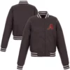 Arizona Diamondbacks Full-Snap Satin Charcoal Varsity Jacket - Image 3