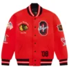 Chicago Blackhawks OVO Red Full-Snap Wool Varsity Jacket