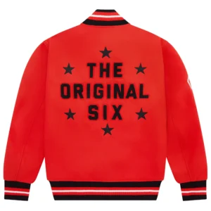 Alternative view of Chicago Blackhawks OVO Red Full-Snap Wool Varsity Jacket