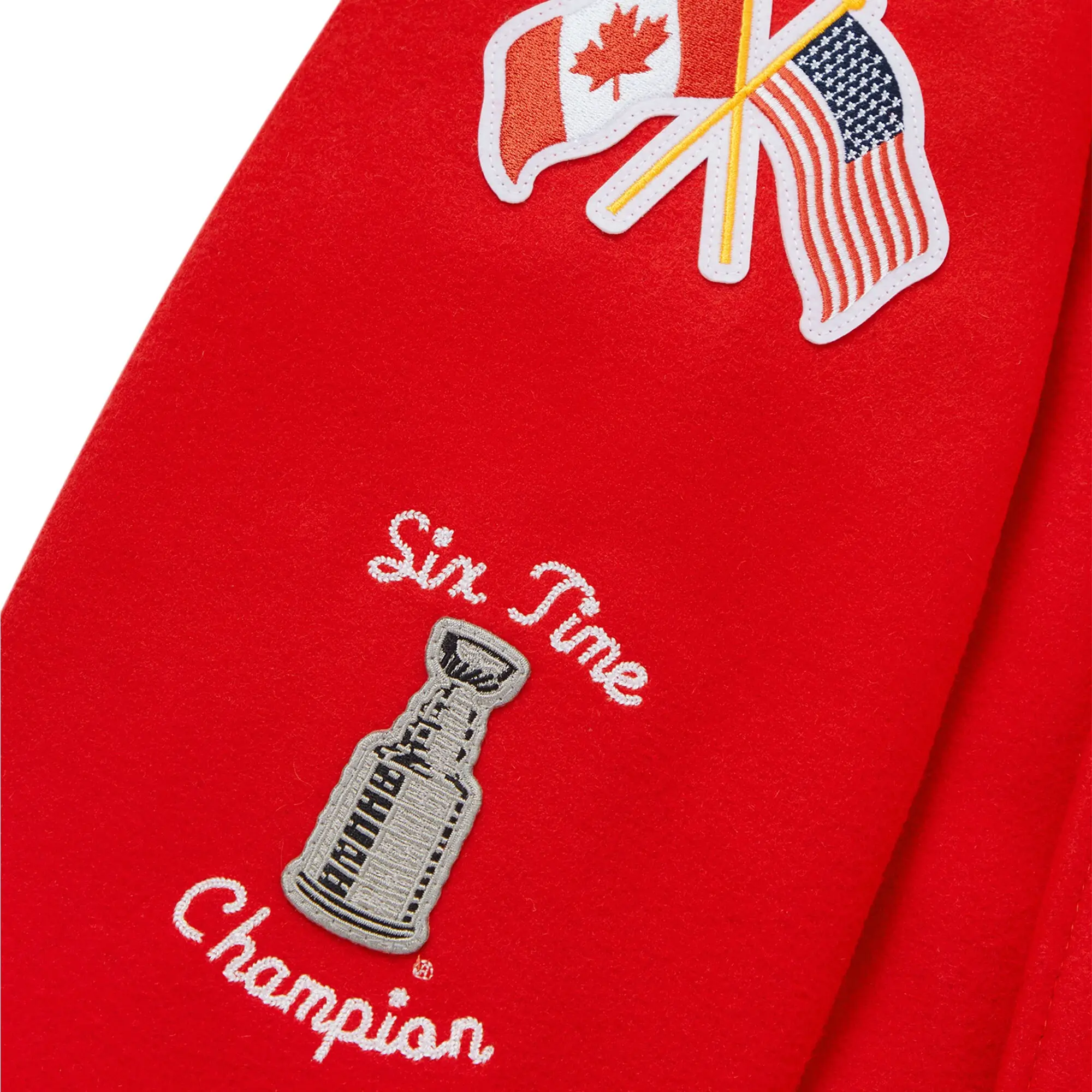 Chicago Blackhawks OVO Red Full-Snap Wool Varsity Jacket - Image 5