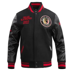 Chicago Blackhawks Retro Classic Wool & Leather Varsity Jacket