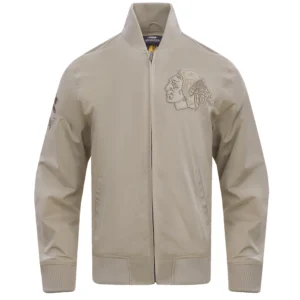Chicago Blackhawks Neutral Satin Varsity Jacket