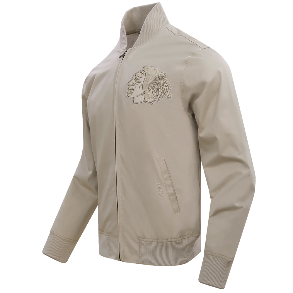 Chicago Blackhawks Neutral Satin Varsity Jacket - Image 2
