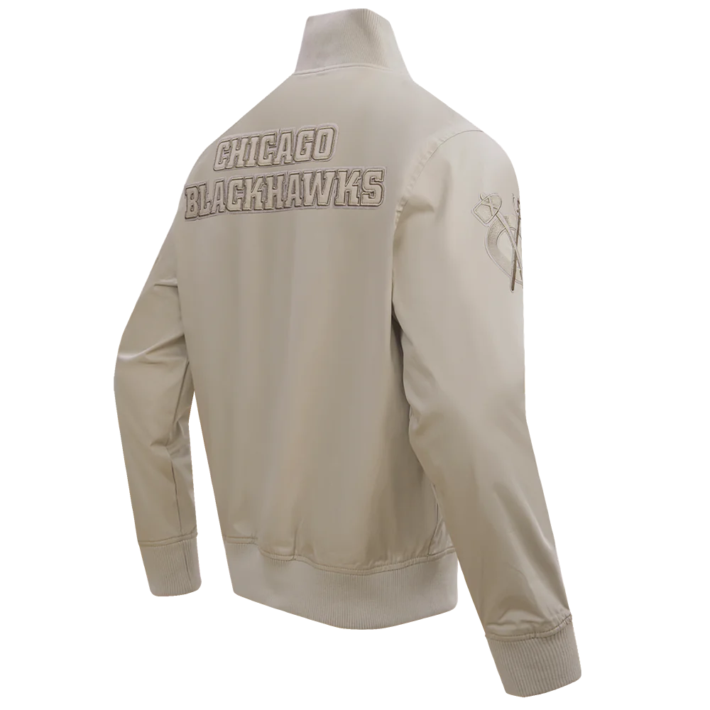 Chicago Blackhawks Neutral Satin Varsity Jacket - Image 3