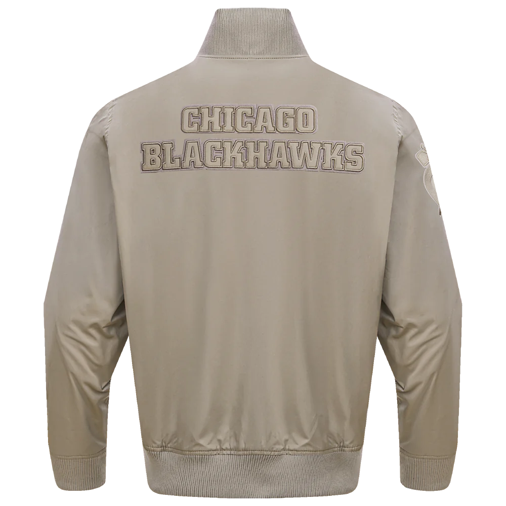 Chicago Blackhawks Neutral Satin Varsity Jacket - Image 4
