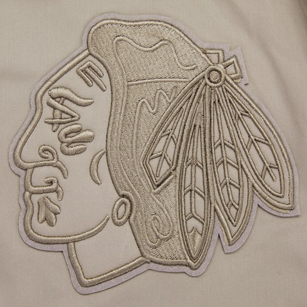 Chicago Blackhawks Neutral Satin Varsity Jacket - Image 5