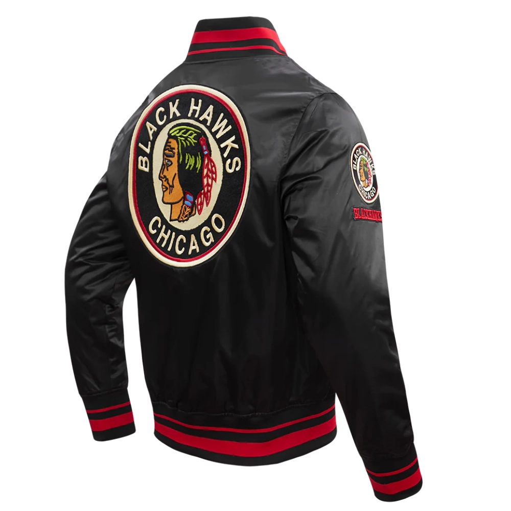 Chicago Blackhawks Retro Classic Satin Varsity Jacket - Image 3