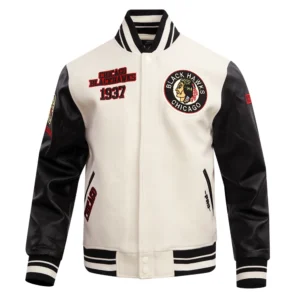 Chicago Blackhawks Retro Classic Wool & Leather Varsity Jacket