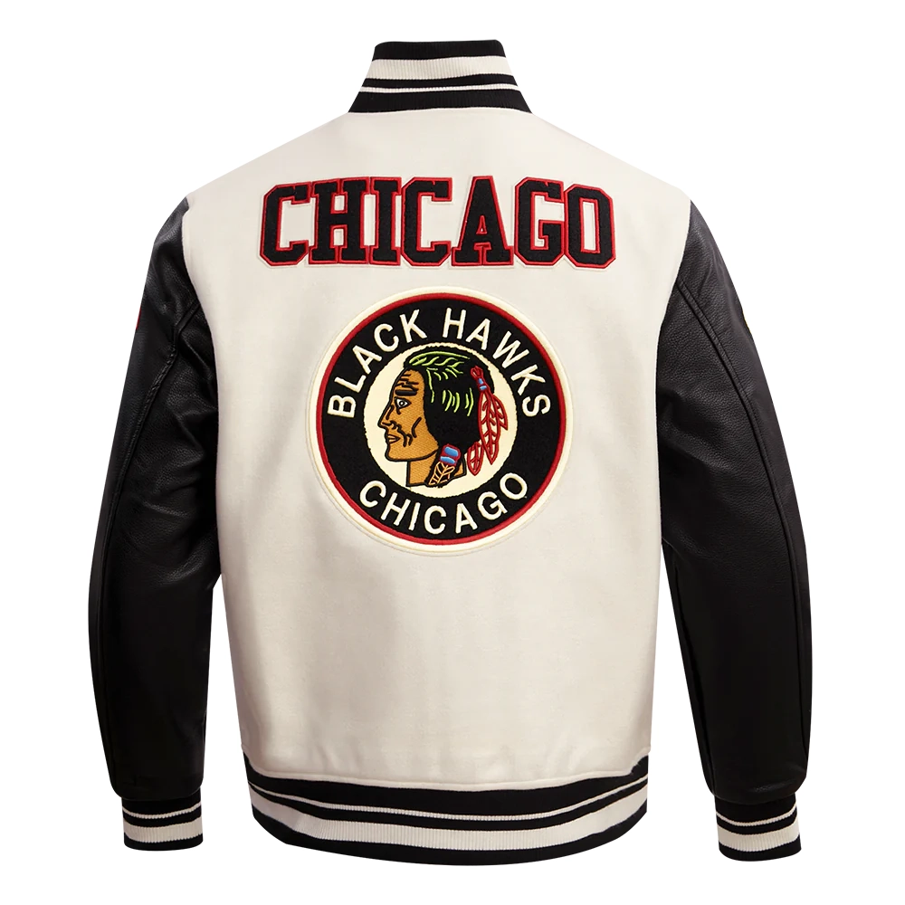 Chicago Blackhawks Retro Classic Wool & Leather Varsity Jacket - Image 4