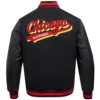 Chicago Blackhawks Script Tail Wool & Leather Varsity Jacket - Image 4