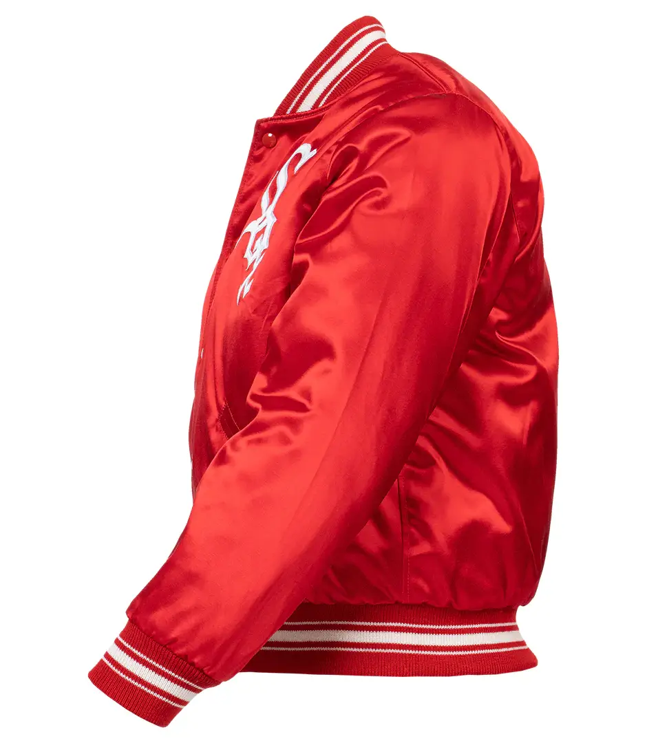 Chicago White Sox Ebbets 1971 Authentic Satin Red Varsity Jacket - Image 3