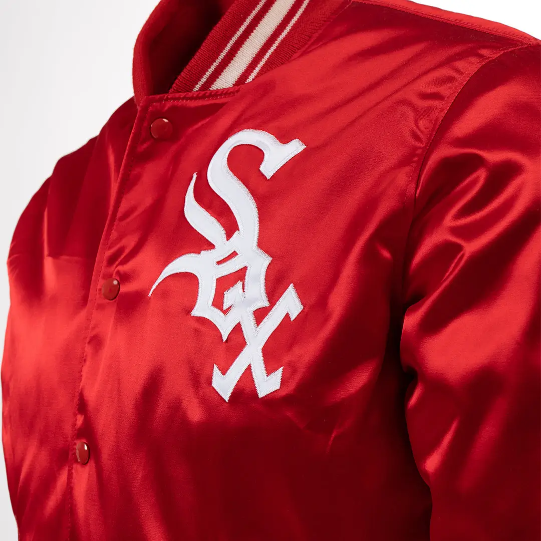 Chicago White Sox Ebbets 1971 Authentic Satin Red Varsity Jacket - Image 4
