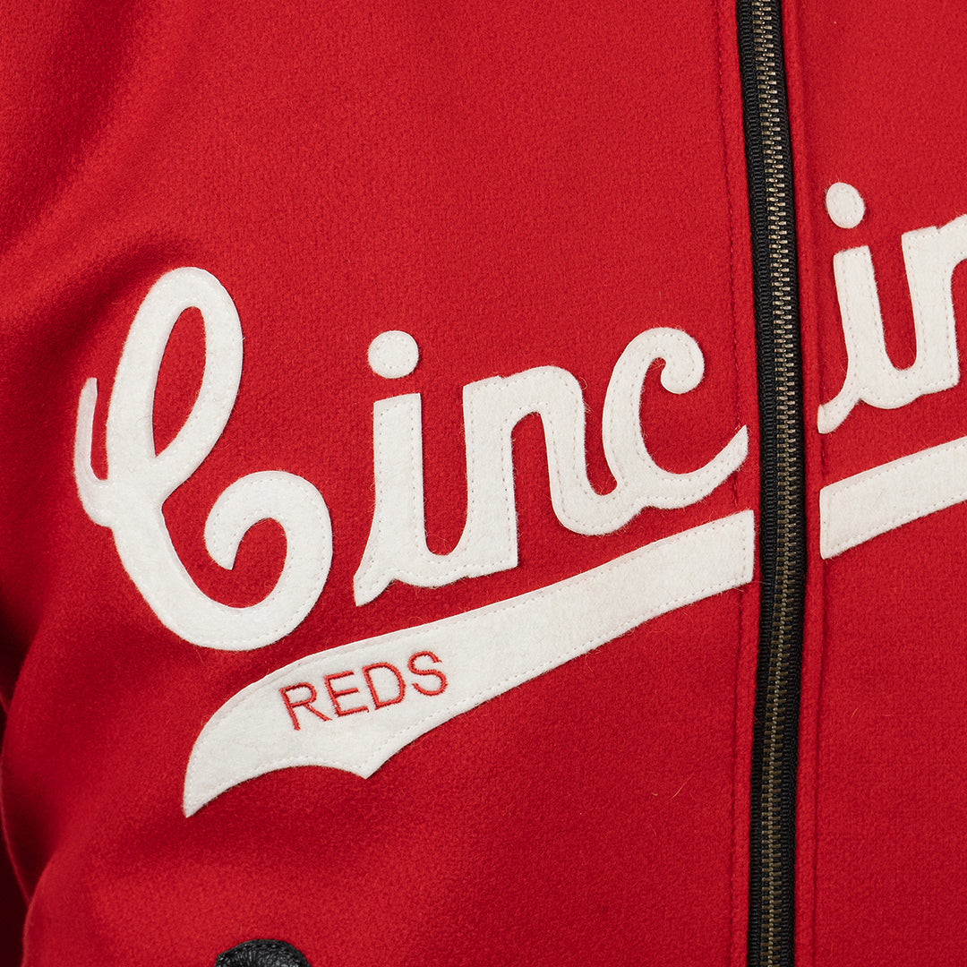 Cincinnati Reds Letterman 1969 Authentic Red Wool Zipper Varsity Jacket - Image 3