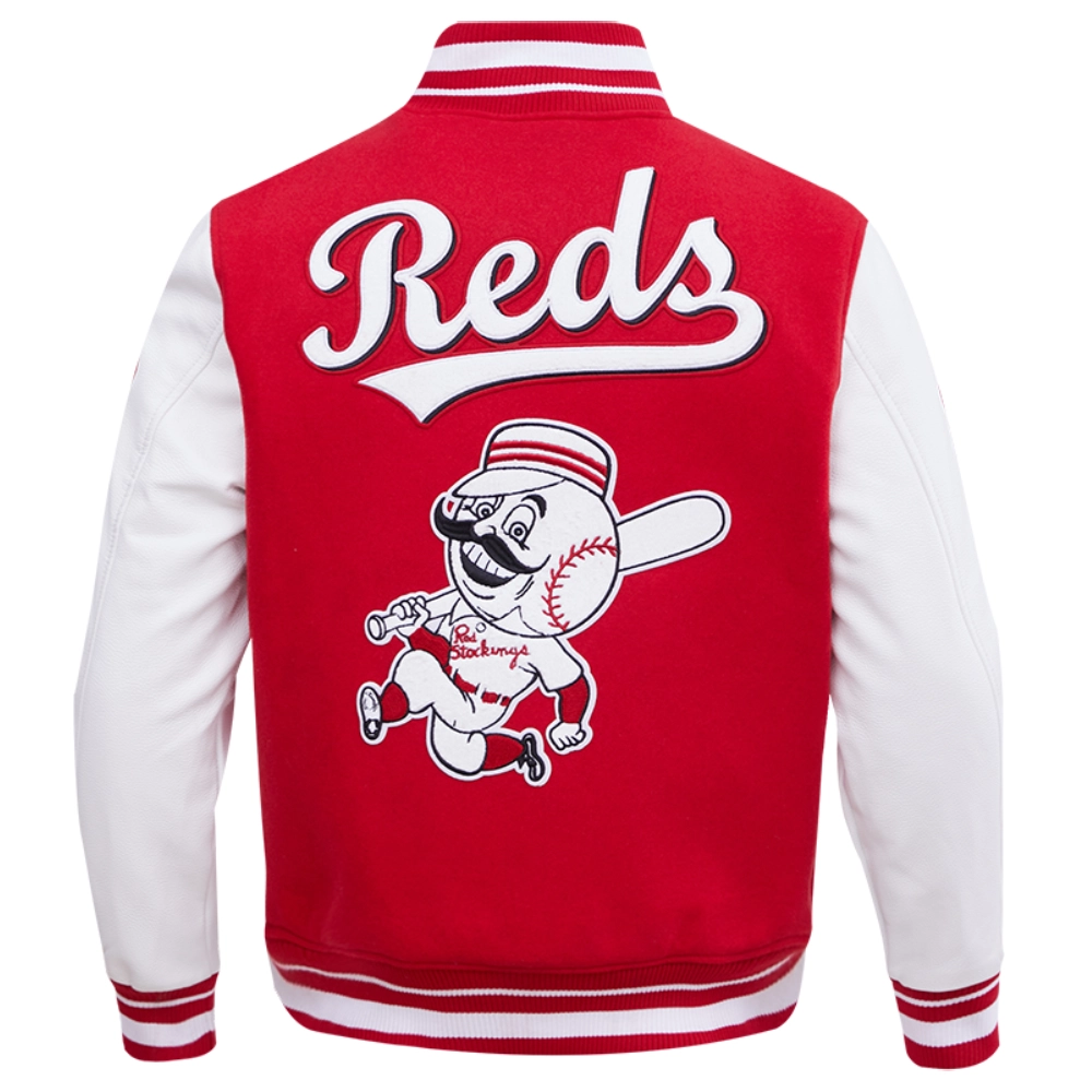 Cincinnati Reds Classic Rib Knitted Wool & Leather Varsity Jacket - Image 2