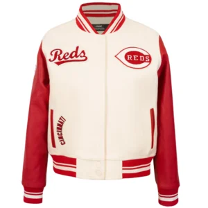 Women's Cincinnati Reds Retro Classic Baseball Team Team Players Wool & Leather Varsity Jacket