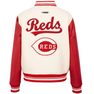 Alternative view of Women's Cincinnati Reds Retro Classic Baseball Team Team Players Wool & Leather Varsity Jacket