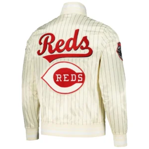 Alternative view of Cincinnati Reds Pro Standard Classic Rib Knitted Full-Snap Satin Varsity Cream Jacket
