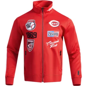 Cincinnati Reds Neutral Pro Standard Fast Lane Full-Zip Red Varsity Jacket
