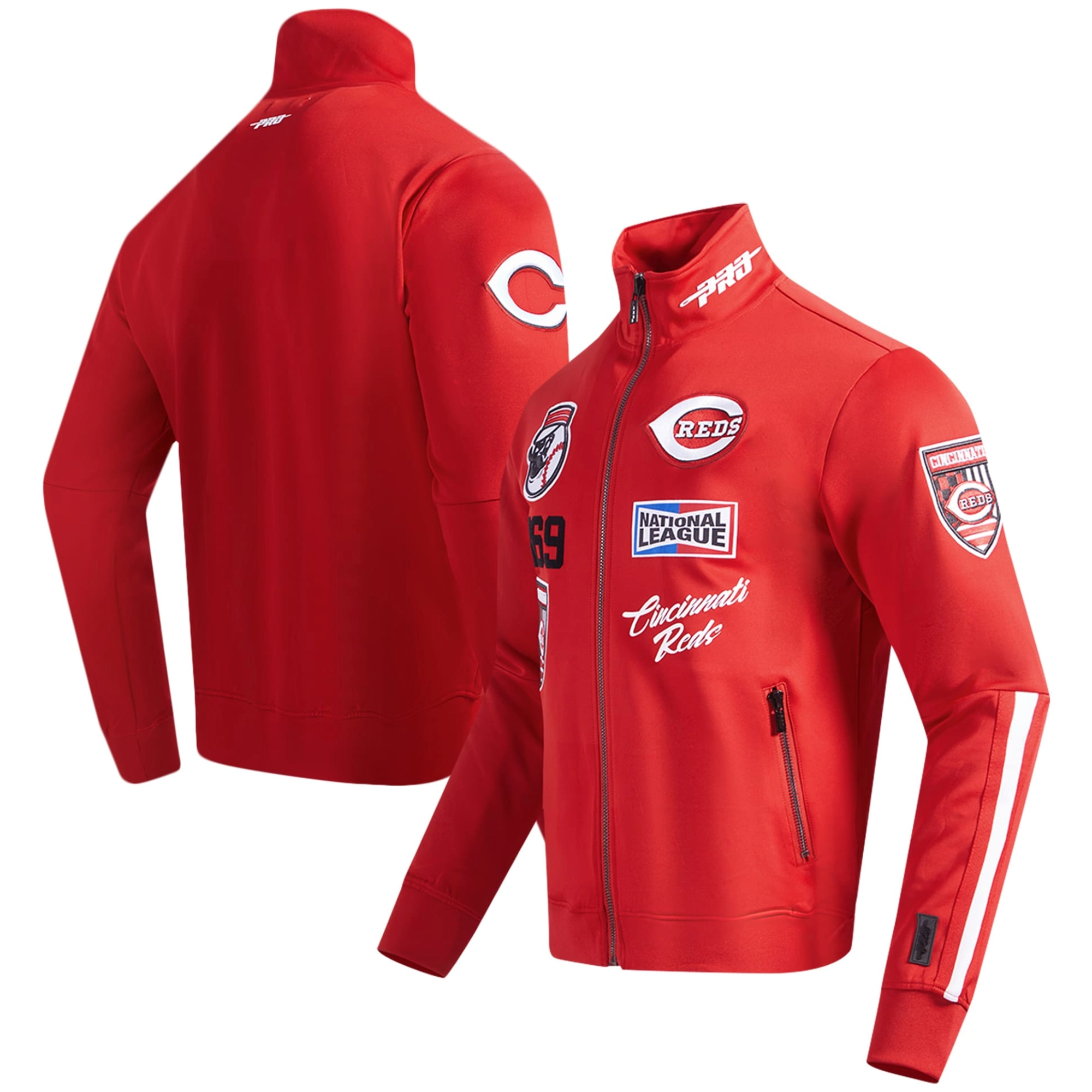 Cincinnati Reds Neutral Pro Standard Fast Lane Full-Zip Red Varsity Jacket - Image 3
