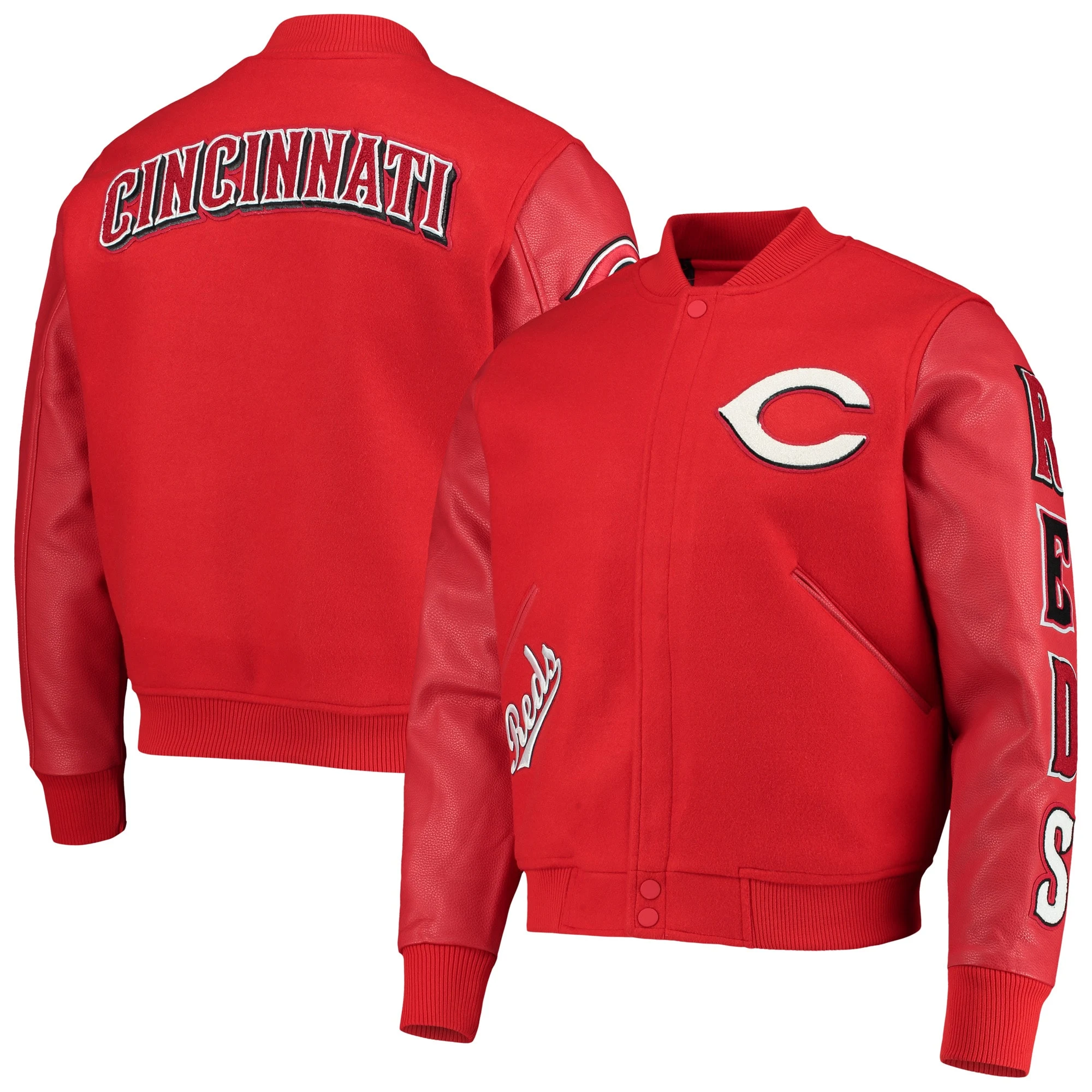 Cincinnati Reds Classic Pro Standard Red Wool & Leather Varsity Jacket - Image 3
