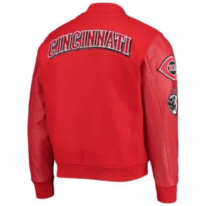 Alternative view of Cincinnati Reds Classic Pro Standard Red Wool & Leather Varsity Jacket