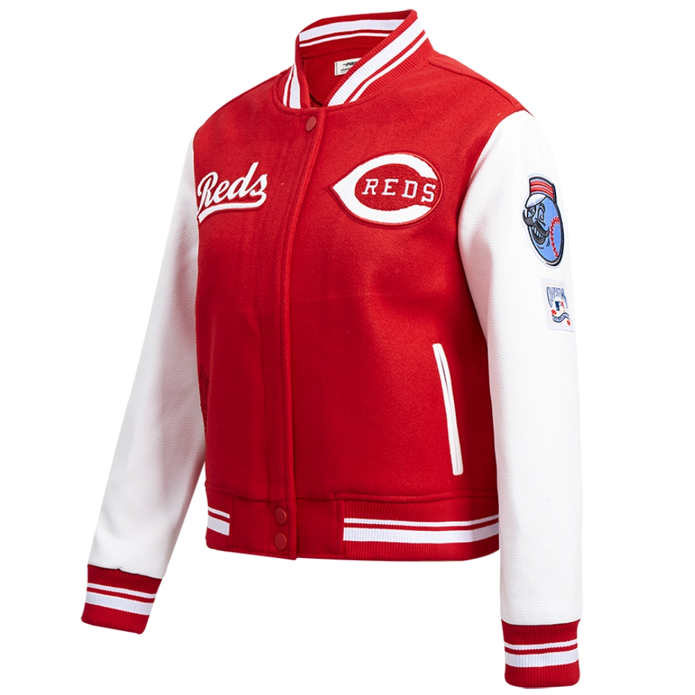 Women's Classic Cincinnati Reds Pro Standard Wool & Leather Varsity Jacket Red & White - Image 3