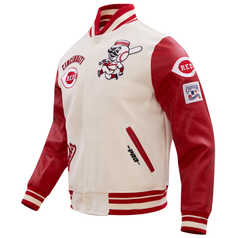Cincinnati Reds Retro Classic Wool & Leather Varsity Jacket - Image 3