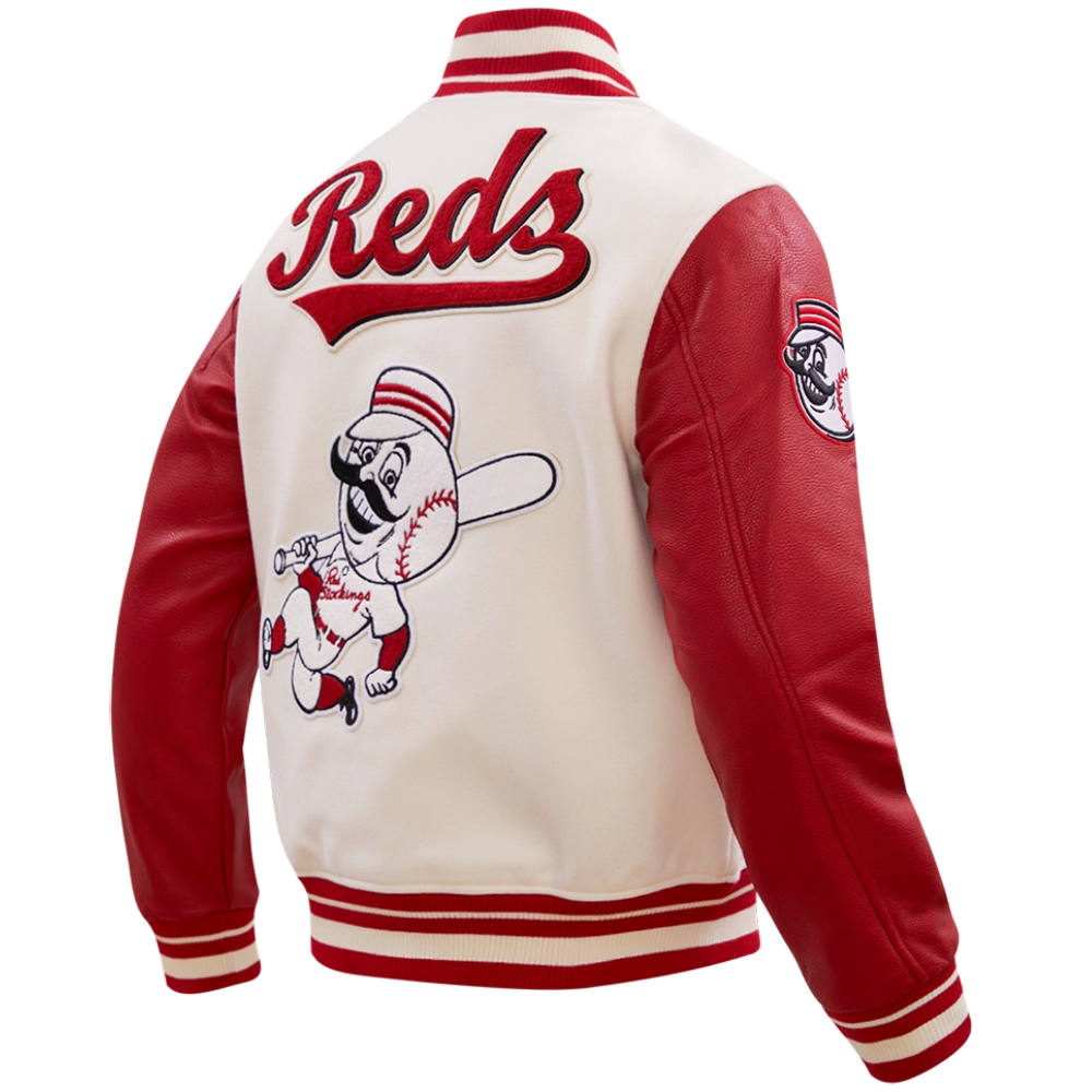 Cincinnati Reds Retro Classic Wool & Leather Varsity Jacket - Image 4