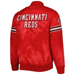 Alternative view of Cincinnati Reds The Power Forward Full-Snap Satin Varsity Red Jacket
