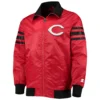 Cincinnati Reds Starter Red The Captain II Full-Zip Satin Varsity Jacket