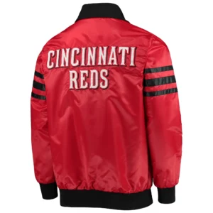 Alternative view of Cincinnati Reds Starter Red The Captain II Full-Zip Satin Varsity Jacket