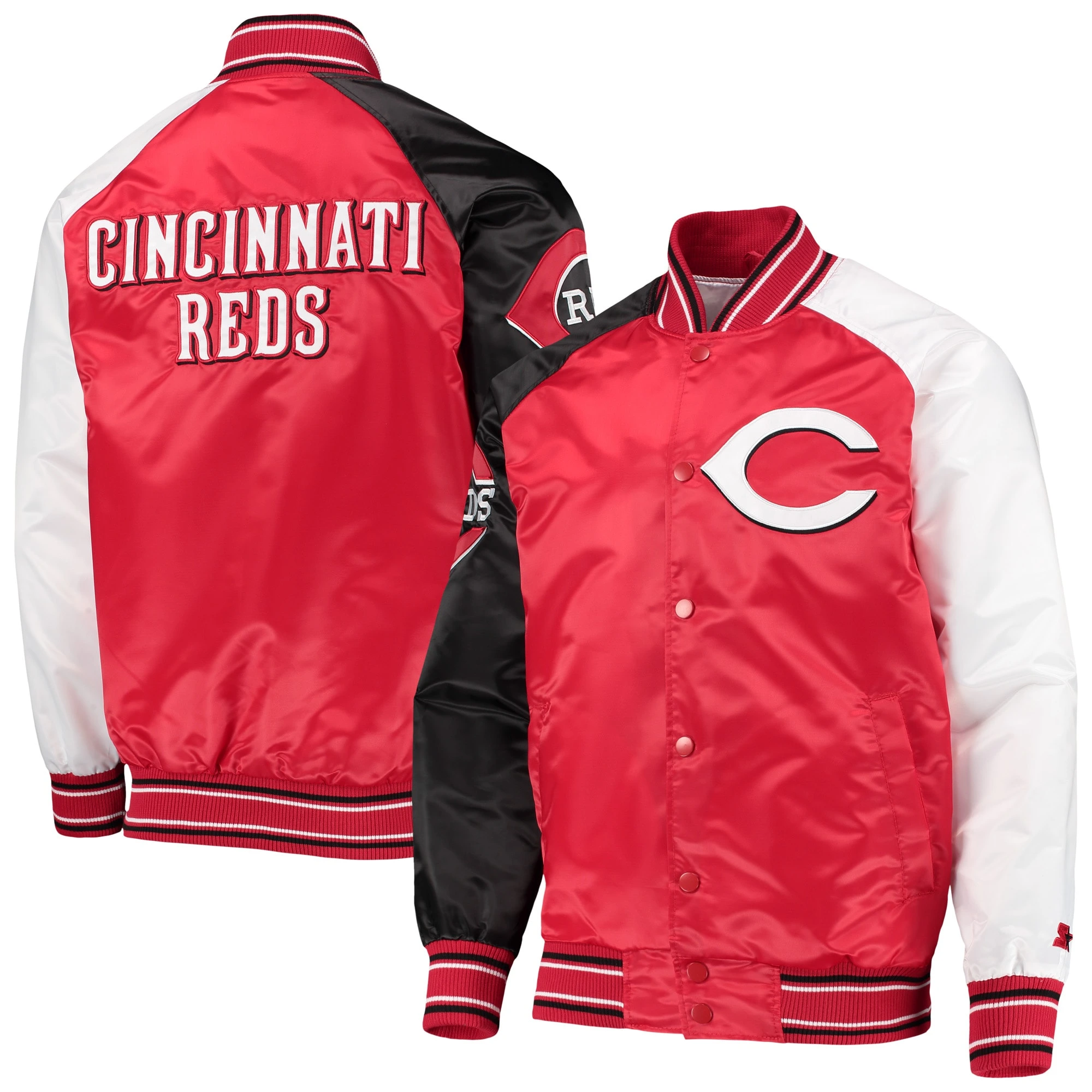 Cincinnati Reds Starter Reliever Full-Snap Satin Varsity Jacket - Image 4