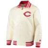 Cincinnati Reds Starter The Captain II Full-Zip Satin Varsity Cream Jacket