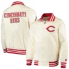 Cincinnati Reds Starter The Captain II Full-Zip Satin Varsity Cream Jacket - Image 3
