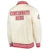 Cincinnati Reds Starter The Captain II Full-Zip Satin Varsity Cream Jacket - Image 2