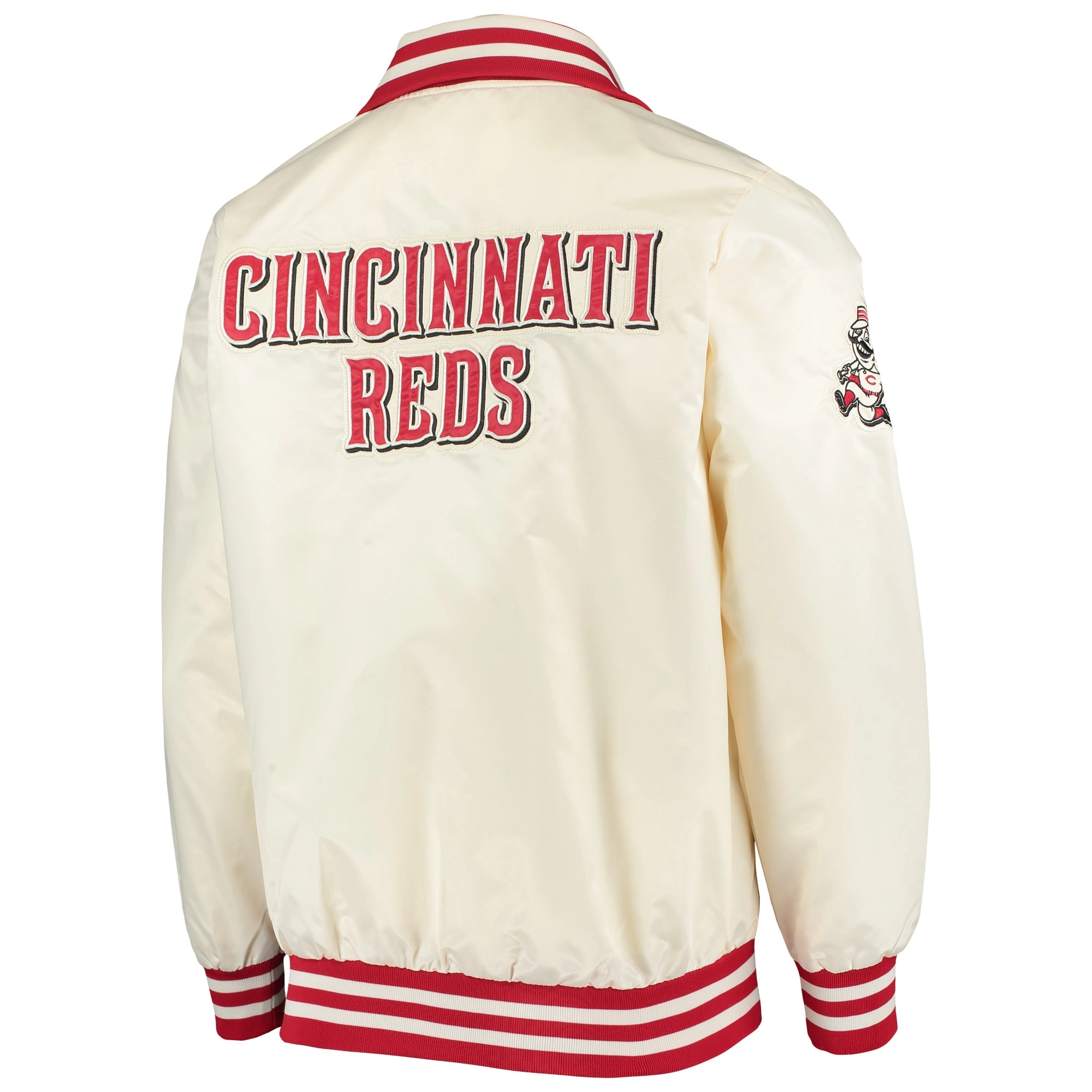 Cincinnati Reds Starter The Captain II Full-Zip Satin Varsity Cream Jacket - Image 2