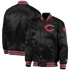 Cincinnati Reds Starter The Diamond Full-Snap Satin Varsity Black Jacket - Image 3