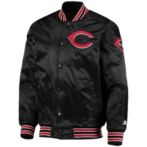 Cincinnati Reds Starter The Diamond Full-Snap Satin Varsity Black Jacket