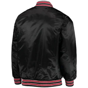 Alternative view of Cincinnati Reds Starter The Diamond Full-Snap Satin Varsity Black Jacket