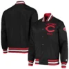 Cincinnati Reds Starter The Jet III Full-Snap Satin Varsity Black Jacket - Image 3