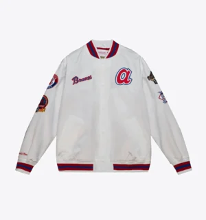 City Collection Lightweight Satin Jacket Atlanta Braves