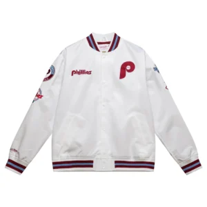 Philadelphia Phillies City Collection Lightweight Satin Varsity White Jacket