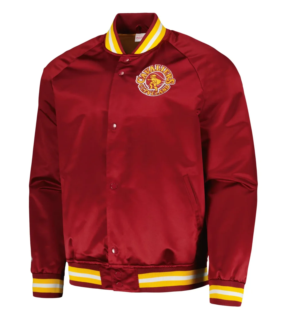 Cleveland Cavaliers Throwback Wordmark Raglan Maroon Varsity Jacket