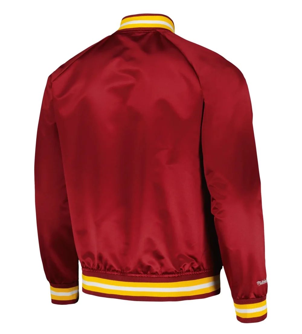 Alternative view of Cleveland Cavaliers Throwback Wordmark Raglan Maroon Varsity Jacket