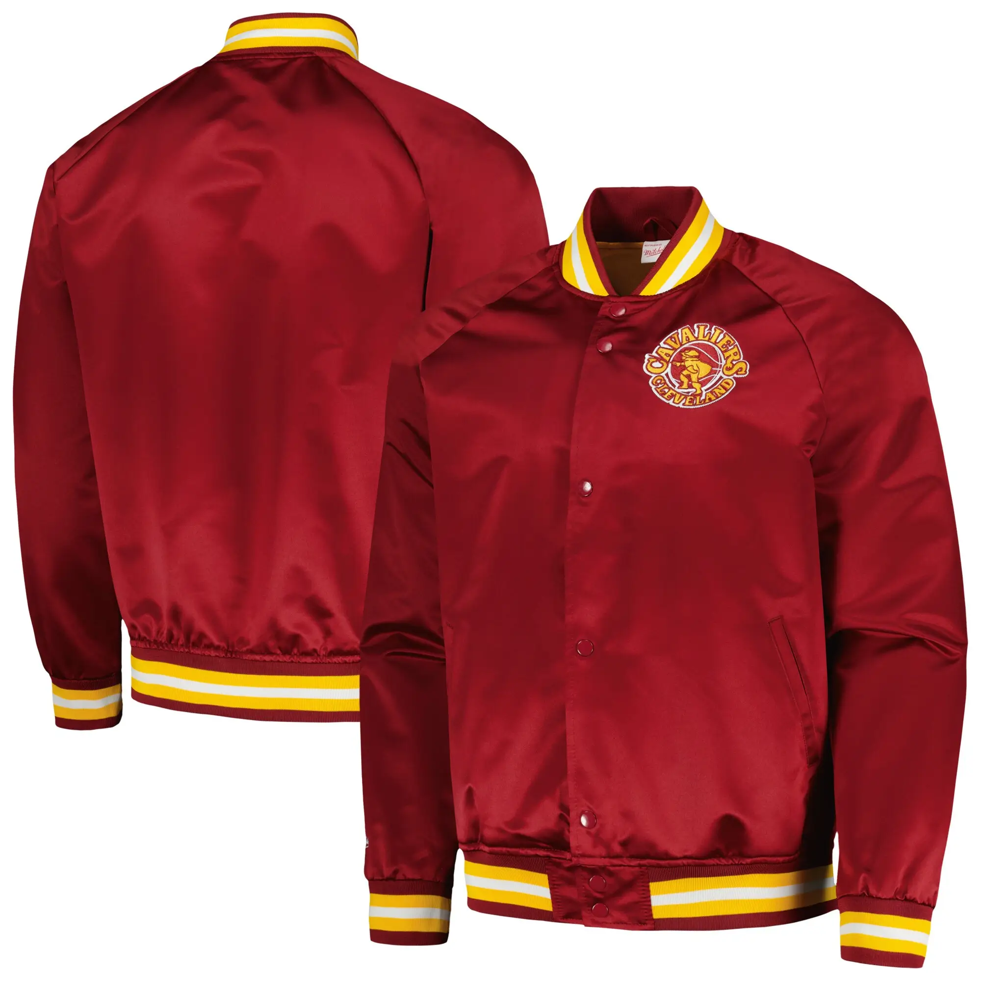 Cleveland Cavaliers Throwback Wordmark Raglan Maroon Varsity Jacket - Image 3