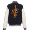Cleveland Cavaliers Reversible Navy/White Two Tone Wool & Leather Varsity Jacket - Image 2