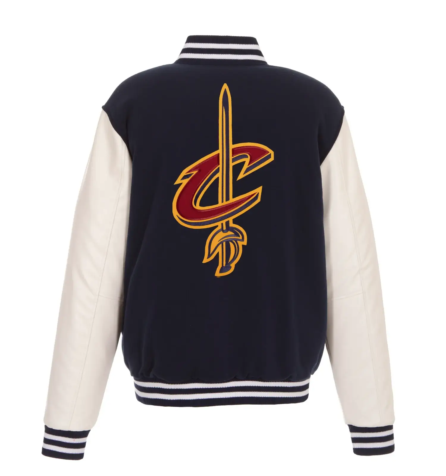 Cleveland Cavaliers Reversible Navy/White Two Tone Wool & Leather Varsity Jacket - Image 2