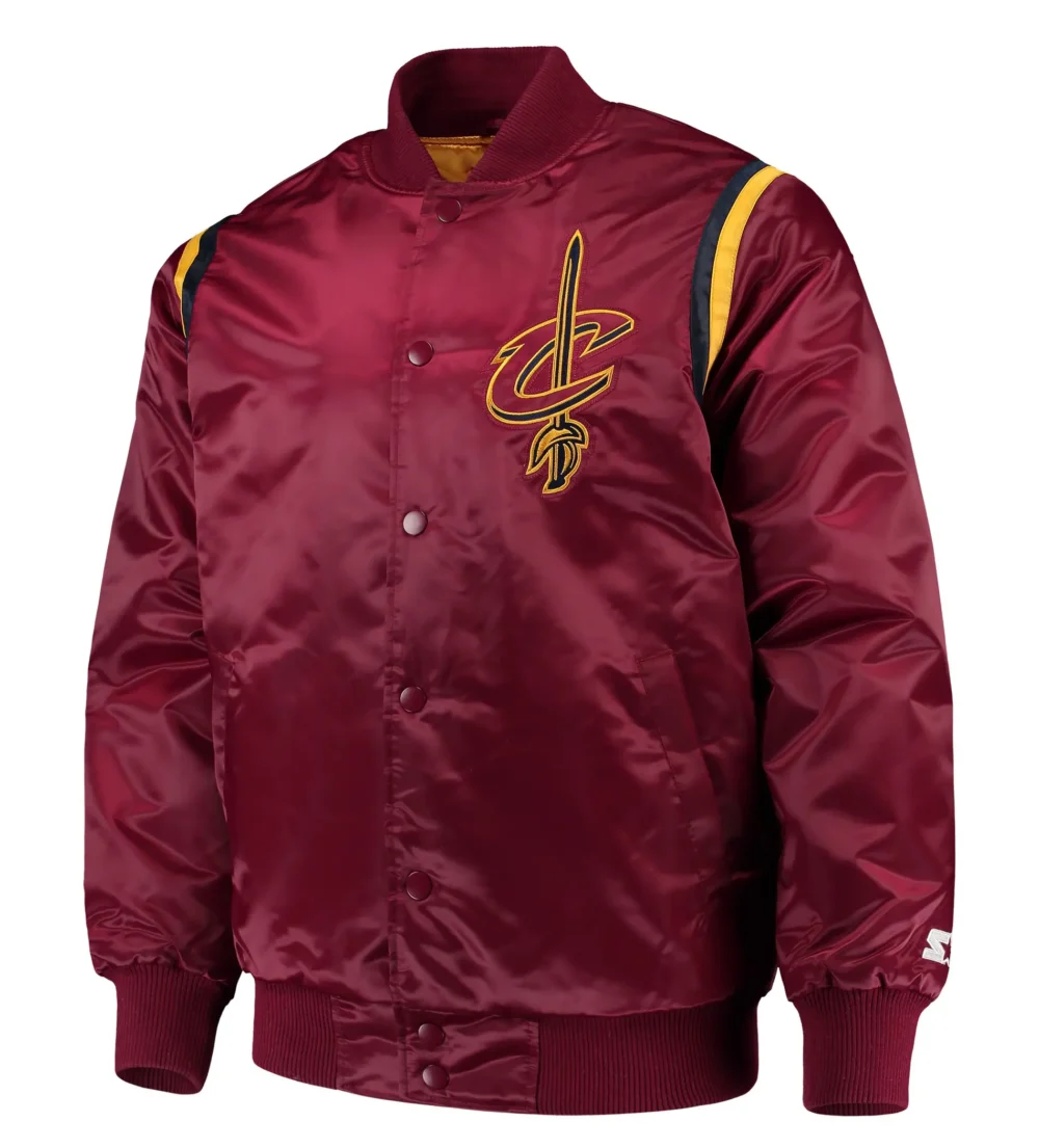 Cleveland Cavaliers Starter Full Snap Maroon Varsity Jacket