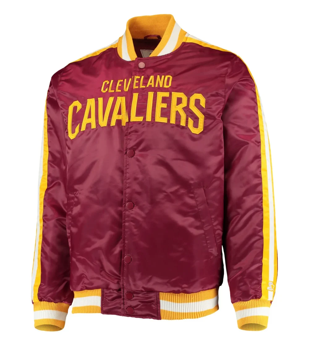 Cleveland Cavaliers Starter The Offensive Full-Snap Maroon Satin Varsity Jacket